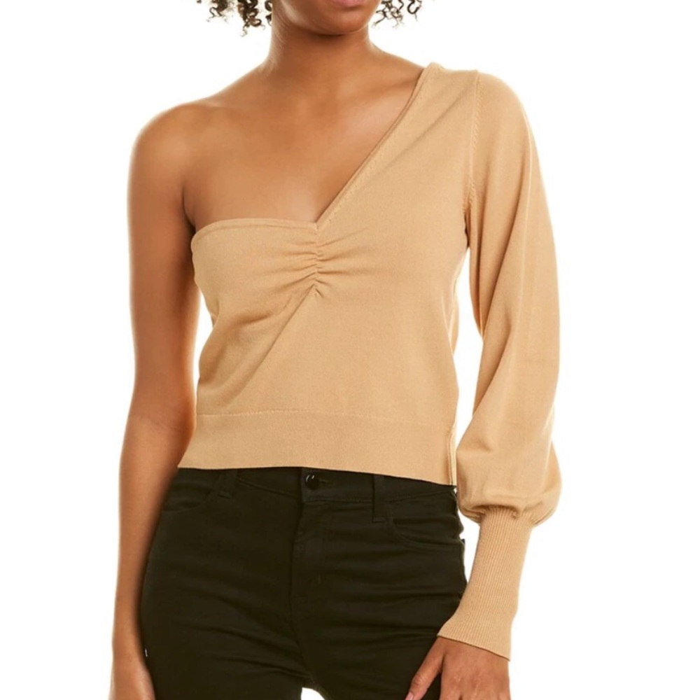 NWT 525 America Camel One Shoulder Sweater